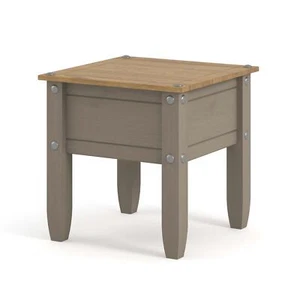 Lámpara de madera de pino gris liso extremo mesa lateral rectangular café dormitorio muebles - Imagen 1 de 3