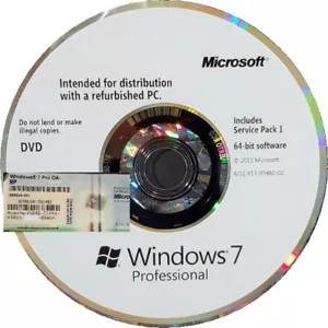 Windows 7 Pro 64-Bit sp1 Installation / Recovery Disc with 1 oem key Photo Copy - Picture 1 of 1
