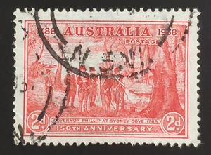 AUSTRALIA. GVI. 1937. ERROR! 2d NSW & "Man with tail" flaw. CDS fine used. - Picture 1 of 3