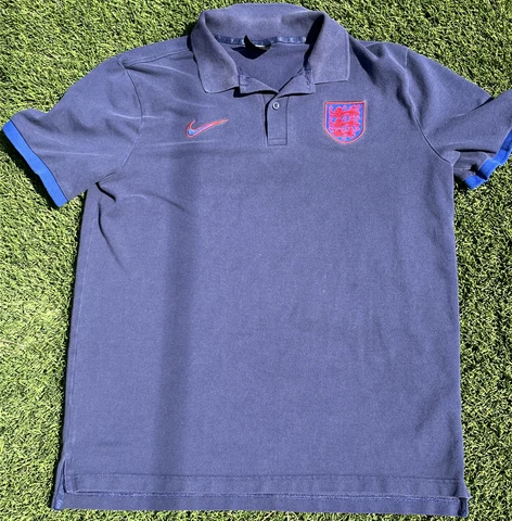 Nike England National Team Polo Shirt Navy Blue Three Lions Large Cover