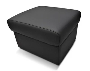 Schwarzes Echt Leder TOLEDO Hocker mit Stauraum Sitzhocker Fußhocker Puff 60x55 - Bild 1 von 7