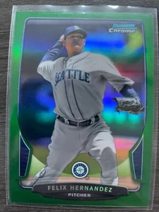 2013 Bowman Chrome Felix Hernandez GREEN Refractor SP #25 Seattle Mariners - Picture 1 of 2