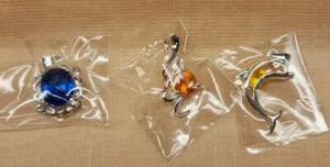 lot of 3- Silver pendants, with stones of different colors and styles! - Picture 1 of 5