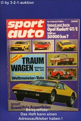 Sport Auto 2/77 Opel Kadett GT/E Lexmaul BMW 320i Saab 99 EMS Audi 50 Gr.5 - Immagine 1 di 2