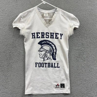Camiseta de futebol vintage Hershey menino média branca esporte atlético Pensilvânia EUA - Imagem 1 de 4