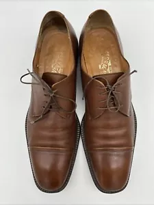Ferragamo scarpe eleganti Oxford stringate in pelle marrone uomo taglia 11 B - Foto 1 di 6