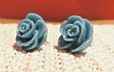Pendientes rosa artesanales azul claro vintage Foto 1 de 4