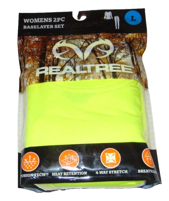 ~NEW Women's REALTREE Base Layer Neon Yellow Top & Bottoms! Size L Cute FS:)~ - Image 1 of 1
