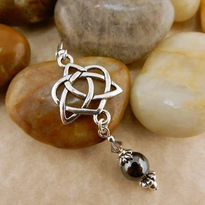 Silver Celtic Trinity Knot earrings w/ Your choice of gemstones & Swarovski bead - Picture 1 of 16