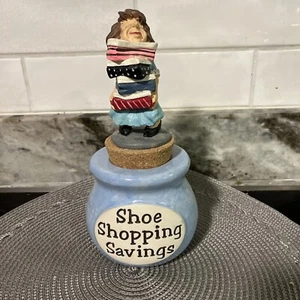 Skurrile Keramik Glas Schuh Einkaufen Spar Figur Korken Top Geld - Bild 1 von 3