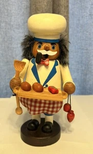 Vintage Wooden Smoking Chef Man Pipe Incense Burner Cones Cook Cutting Board - Picture 1 of 18