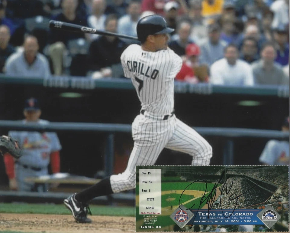 Boleto firmado autografiado por Jeff Cirillo en foto de 8x10 - MLB Rockies - con certificado de autenticidad Foto 1 de 1