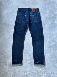 Jeans de mezclilla con ribete Eat Dust Fit 73 W36 L36 hechos en Portugal índigo crudo - Imagen 1 de 13