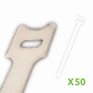 Fascette stringicavo riutilizzabili con gancio e passante 10 pollici confezione da 50 bianco - Foto 1 di 5