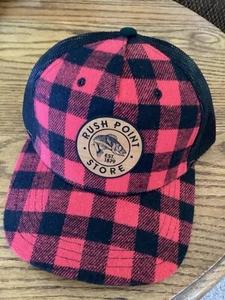 rush point store cap adjustable red & black checks with fish logo - Picture 1 of 4