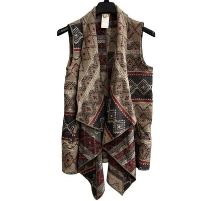Tribal Jeans Sweater Vest Women M Southwestern Aztec Open Waterfall Boho Hippie - Image 1 of 4