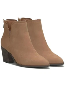 LUCKY BRAND Womens Brown V-Notched Beylon Almond Leather Booties 7 M - Picture 1 of 11