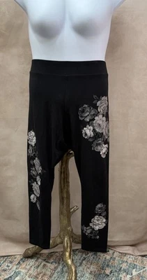 Torrid High Rise Goth Black Leggings w/Gray Rose Embellishment Plus Size 3 - Image 1 of 4