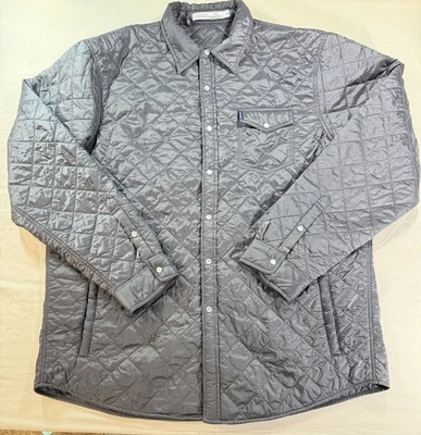 Criquet Mens Quilted Shacket Shirt Jacket Sz XXL Grey Pearl Snap Insulated Golf - Image 1 of 4