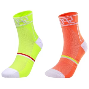 2Pairs Cycling Socks Pro Road Riding Bicycle Bike Sport Ankle Socks Orange Green - Picture 1 of 7