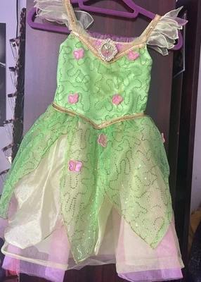 Disney Campanilla Niñas’ Disfraz Vestido Talla 5/6, Verde y Dorado Brillante Vestido Solo Foto 1 de 4