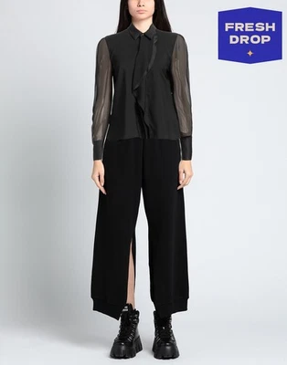 RRP€314 HIGH TECH Crepe Button-Up Shirt IT46 US10 UK14 XL Black Long Sleeves - Image 1 of 4