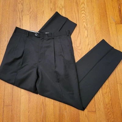 Brioni Cannes Black Pleated Wool Dress Pants 36R Italy Super 140s Classic Preppy - Image 1 of 4