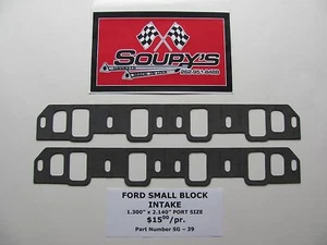 Ford Small Block Intake Gaskets (1.300" x 2.140" Ports) - Picture 1 of 1