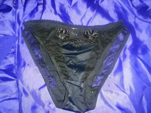 Kris Line sexy Pin Up Slip Glanz Höschen Panty transparent schwarz 38-40 (lo78) - Bild 1 von 6