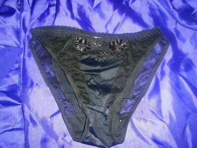 Kris Line sexy Pin Up Slip Glanz Höschen Panty transparent schwarz 38-40 (lo78) - Bild 1 von 4