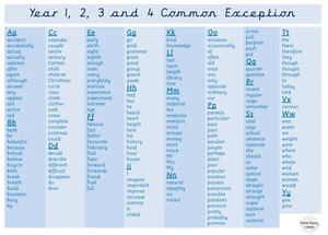 Year 1, Year 2, Year 3 & Year 4 Common Exception Word Mat Vocabulary EducationA4 - Picture 1 of 1
