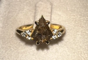 Anello di fidanzamento donna diamante sale e pepe con oro giallo 14K taglia 7 - Foto 1 di 6