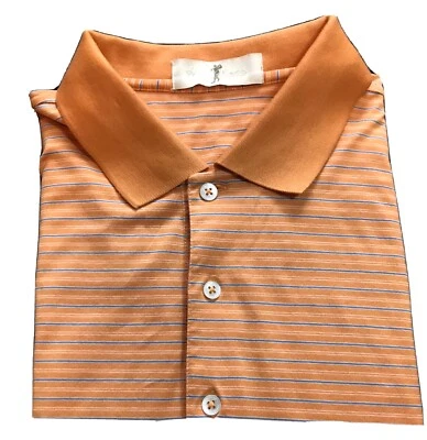 Men’s Harry Vardon Polo Golf Shirt Large Orange Striped Mercerized Cotton - Image 1 of 4