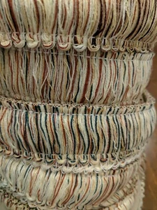 Vintage CONSO Collect 2" Brush Fringe Trim I20 Tan/Burgundy/Green 021989 - BTY - Picture 1 of 7