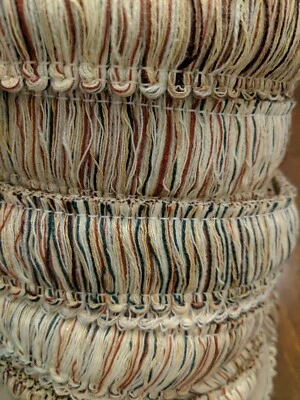 Vintage CONSO Collect 2" Brush Fringe Trim I20 Tan/Burgundy/Green 021989 - BTY - Image 1 of 4