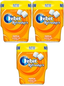3 WRIGLEY'S ORBIT Refreshers Tropical Flavor Sugarfree Chewing Gum 82g 2.9oz - Picture 1 of 4