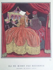 Gazette Du Bon Ton 1921 Fashion Engraving Pierre Brissaud Jeanne Lanvin Costume - Picture 1 of 4