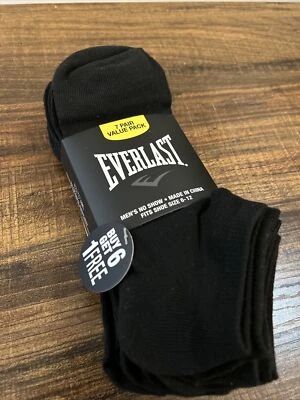 Everlast Men's No Show Black Socks Shoe Sz 6-12 Sock Sz 10-13 Brand New 7 pairs - Image 1 of 3
