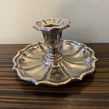 Silver plate vintage antique short stem candlestick with tray Marked 843