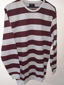 gestreifter Herrenpullover, XL lang, bordeaux-grau, neu - Bild 1 von 1