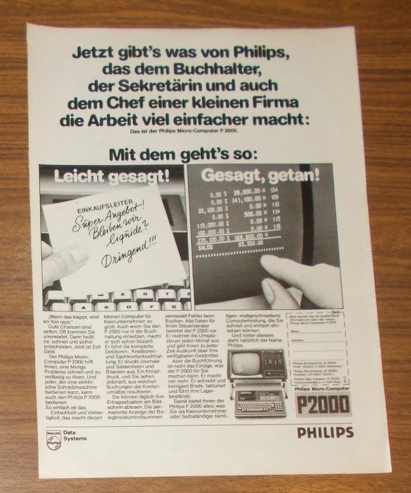 Seltene Werbung PHILIPS P2000 Mikro-Computer #1 1981 - Image 1 of 1