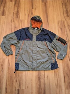 Columbia Jacket Mens XL Full Zip Snap Windbreaker Two Tone Blue Tan Orange Hike - Picture 1 of 17