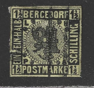 BERGEDORF STAMP #3 -- 1.5s ESCUDO DE ARMAS -- 1861 -- USADO - Imagen 1 de 2
