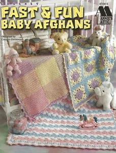 Fast & Fun Baby Afghans Crochet Fruit Sherbet Pastel Plaid Shells White Lace NEW - Picture 1 of 2