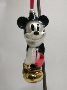 Walt Disney Mickey Mouse Blown Glass Glitter Christmas Holiday 6" Tree Ornament  - Bild 1 von 7