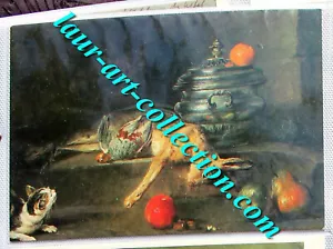 POSTCARD CP: PAINTING PAINTING CAT WATCHING HARE PARTRIDGE from CHARDIN MUSEUM - Picture 1 of 1