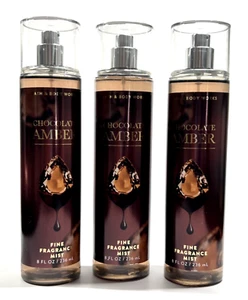 NEW 3 BATH & BODY WORKS CHOCOLATE AMBER WOMEN FRAGRANCE MIST BODY SPRAY 8 FL OZ - Picture 1 of 3