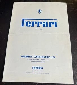 Folleto de venta de autos Ferrari 250 GT Pininfarina cupé descapotable Scaglietti Spyder - Imagen 1 de 2