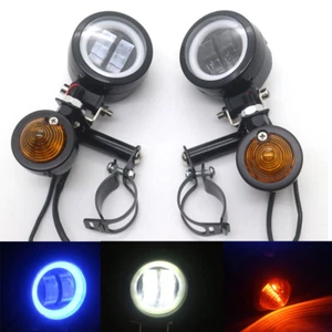 Black Round LED Driving Spot Fog light Bar Angel Eye Halo Ring Turn Signal Light - Picture 1 of 9