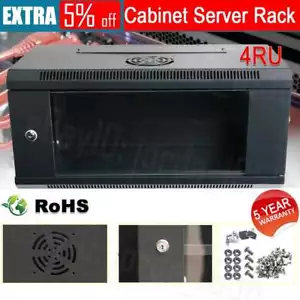 4RU 19 Inch 450mm Deep Wall Mount Cabinet Server Rack Data Network Comms 4U AU - Picture 1 of 12